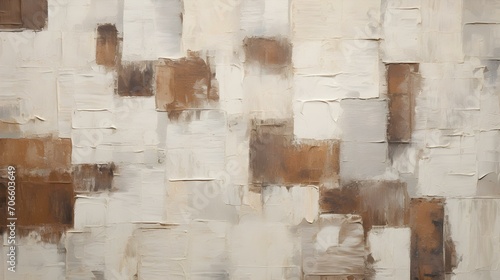 Wallpaper Mural Abstract Oil Painting with overlapping Squares in white and dark brown Colors. Artistic Background with visible Brush Strokes Torontodigital.ca