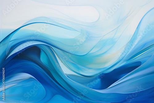 blue layered waves with a contemporary abstract background. Generative AI