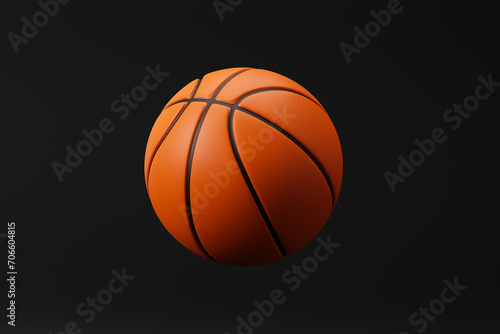 Basketball isolated over black background. 3D rendering.