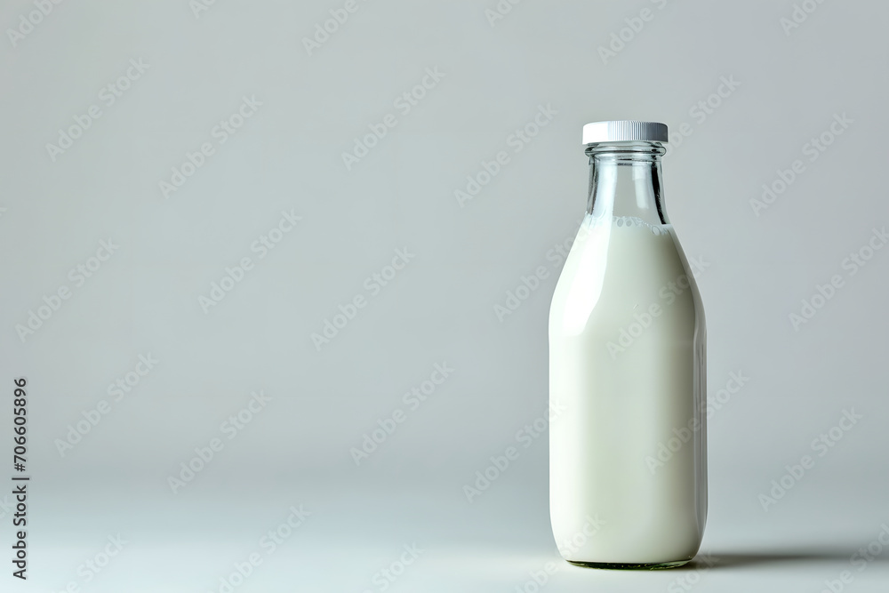 Full Glass Bottle of milk isolated on white background. Copy space Full Glass Bottle of milk isolated on white background. Copy space