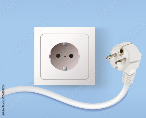 Wall socket and electric plug, vector