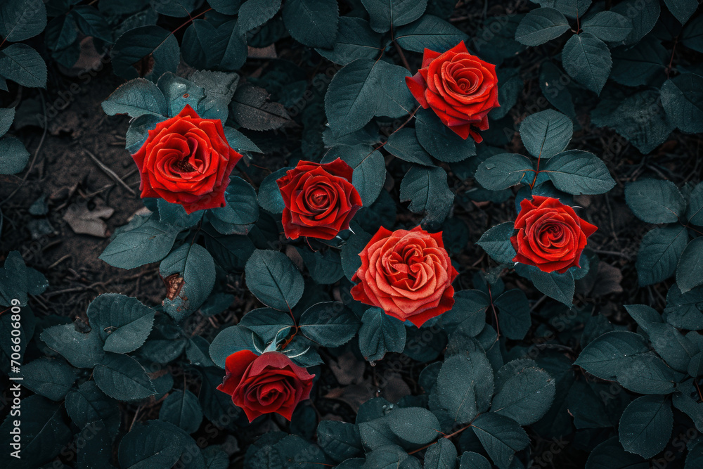 rosier avec rose de couleur rouge, symbole de l'amour rosier avec rose de couleur rouge, symbole de l'amour