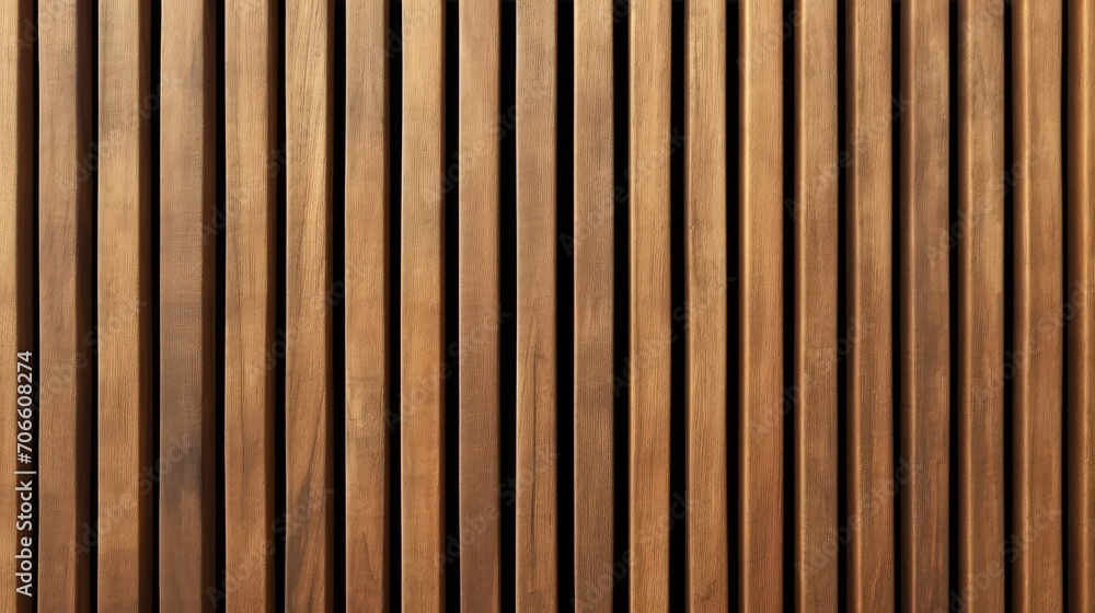 Fototapeta premium Close Up of Wooden Slatted Wall, Detailed Texture, Home Decor Background