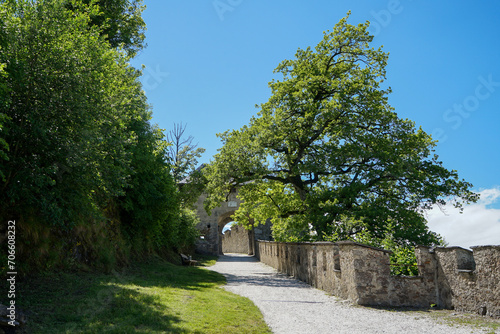 Idyllic pathway in famous and iconic Castle Hochosterwitz in Carinthia, Austria