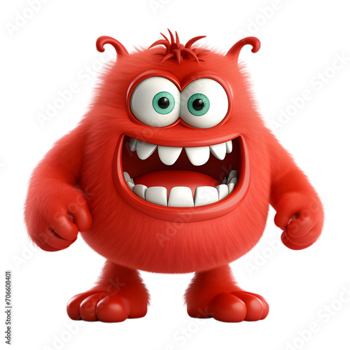 little red monster  3d cartoon character  isolated on white background
