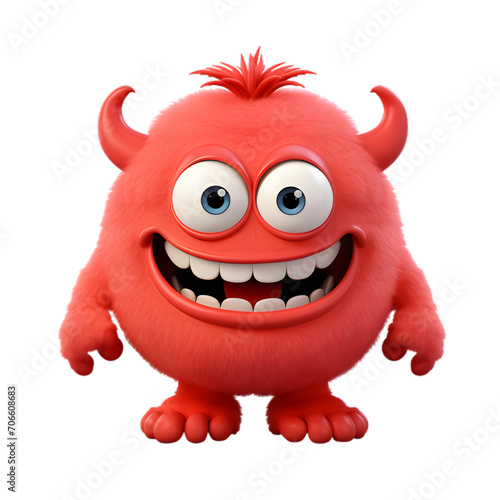 little red monster  3d cartoon character  isolated on white background