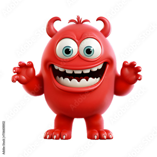 little red monster  3d cartoon character  isolated on white background