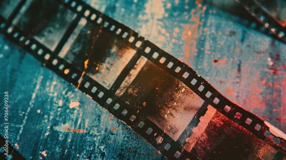 Close-Up of Film Strip on Table
