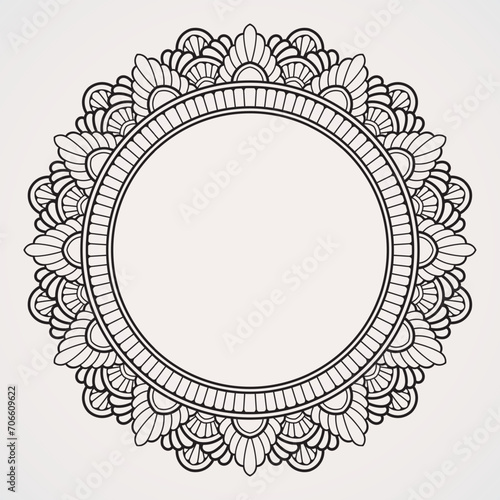 mandala border with simple ornaments. suitable for henna, tattoos, photos, coloring books. islam, hindu, Buddha, india, pakistan, chinese, arab