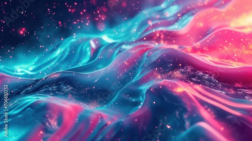 Computer Generated Wave in Pink and Blue