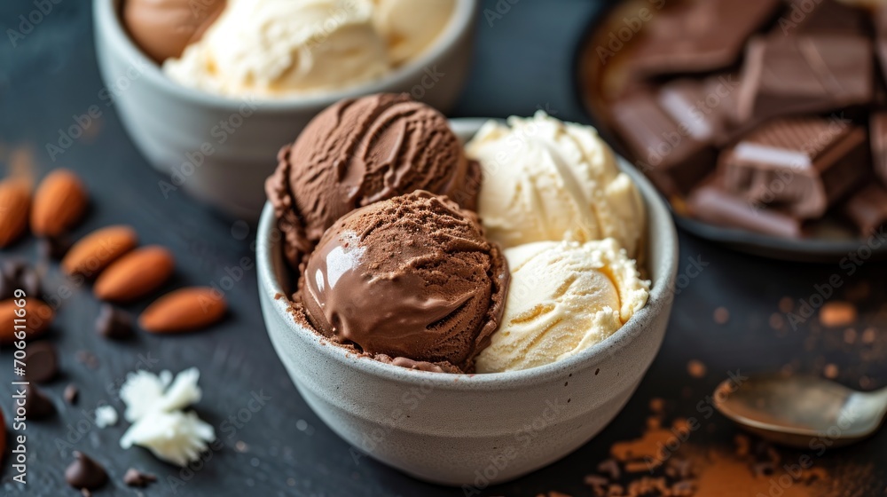 Bowl of Ice Cream With Chocolate Topping in a Couples Hands Bowl of Ice Cream With Chocolate Topping in a Couples Hands