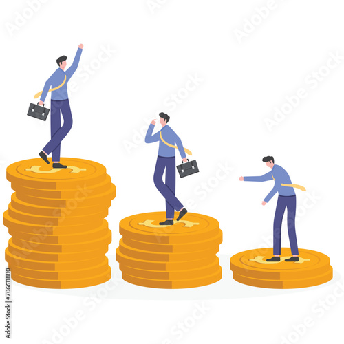 Financial inequality. Rich and poor with different salaries. business concept vector

