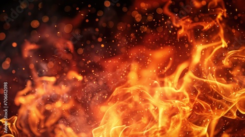 Close Up of Fiery Blaze on Black Background