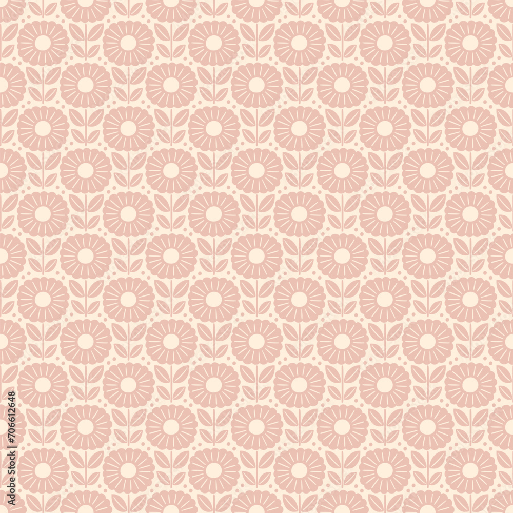 Hand drawn seamless pattern with decorative doodle flowers, repeat pattern with flowers and leaves Hand drawn seamless pattern with decorative doodle flowers, repeat pattern with flowers and leaves