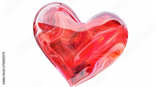 Red Heart Shaped Glass Object on White Background