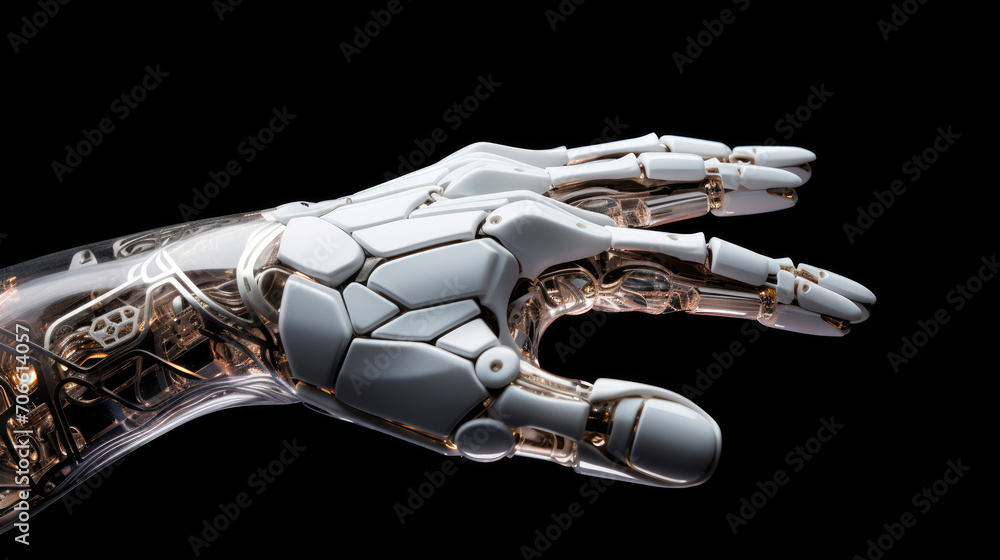 Intense arm-wrestling duel between robotic and human hands showing precision Intense arm-wrestling duel between robotic and human hands showing precision