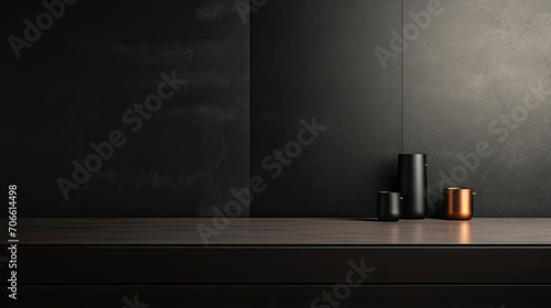 Minimalist black ceramic podium for modern kitchen appliances