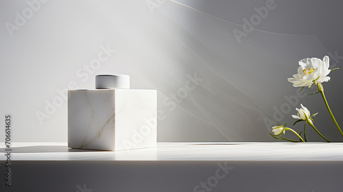 Wallpaper Mural Sophisticated white marble podium for premium fragrance presentation Torontodigital.ca