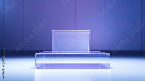 Modern acrylic podium in periwinkle for showcasing tech products