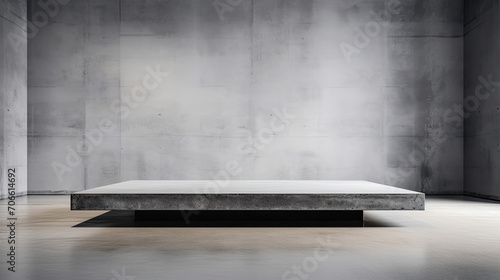 Polished concrete platform for minimalist furniture cool gray