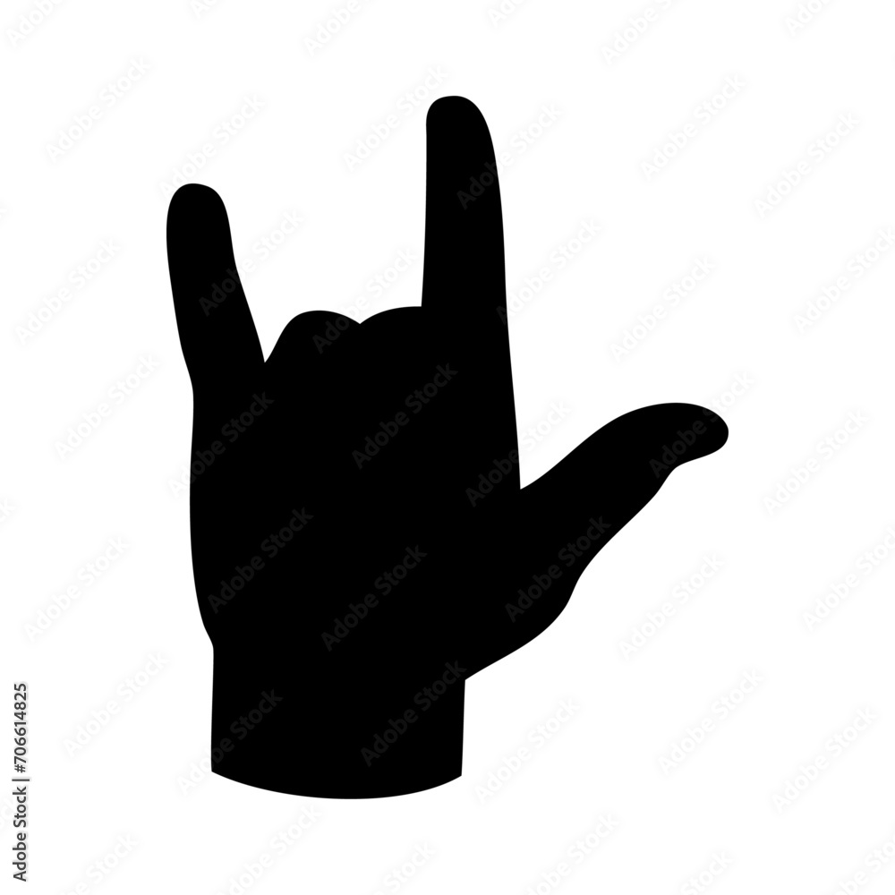 Silueta de mano gesticulando signo de amor Silueta de mano gesticulando signo de amor