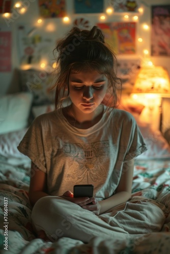 Face of teenage depression: A young Girl Facing the harsh reality of social networks