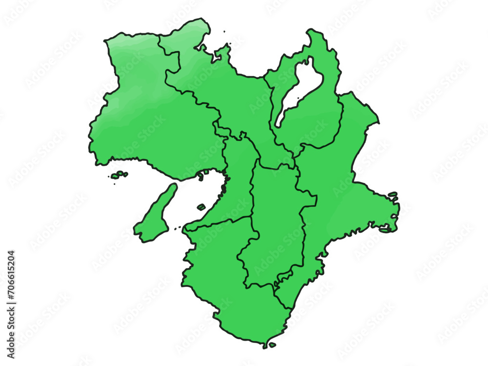 Obraz premium 少しゆるい近畿地図 県境入り 都道府県