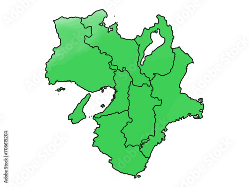 少しゆるい近畿地図 県境入り 都道府県