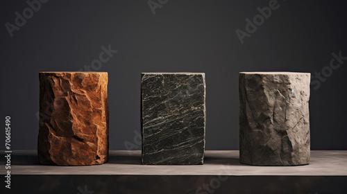 Rugged slate stone podium ideal for earthy skincare showcase
