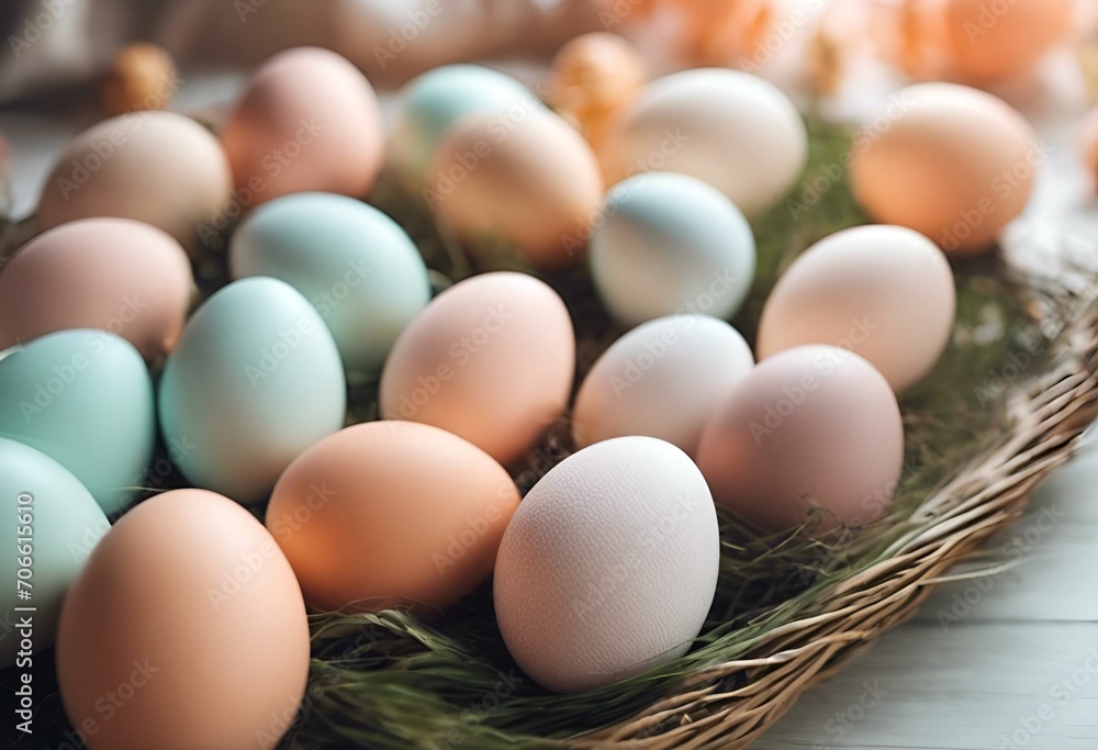 AI generated illustration of beautiful easter eggs in pastel peach fuzz colors AI generated illustration of beautiful easter eggs in pastel peach fuzz colors