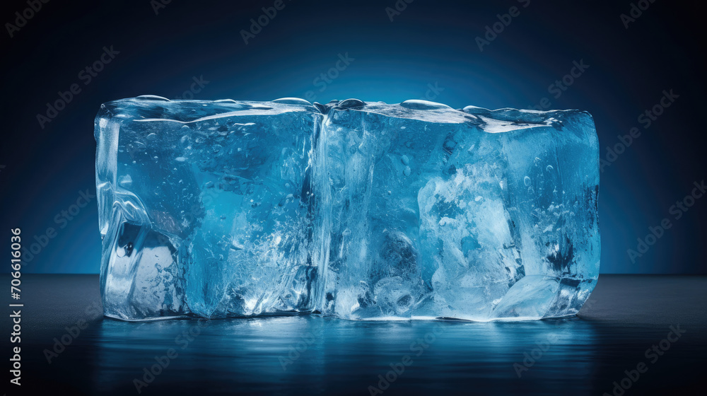 Transparent ice block blue hues for skincare with cooling effect Transparent ice block blue hues for skincare with cooling effect