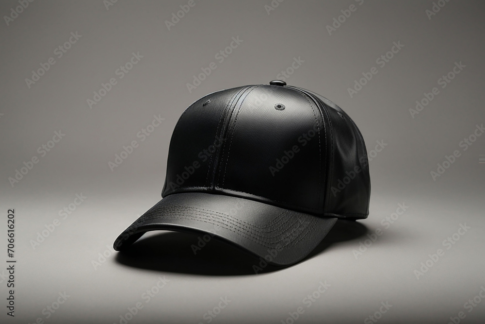 Obraz premium Black cap on table against white background, Ideal for a mockup