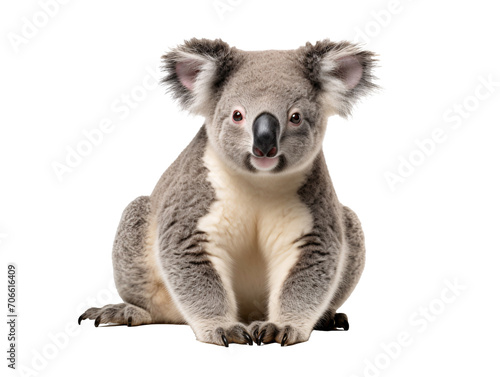 a koala bear sitting on a white background