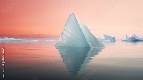 Floating iceberg with soft lighting serene for natural wellness product display