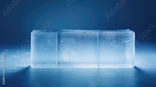 Translucent frosted ice muted indigo background for tech products