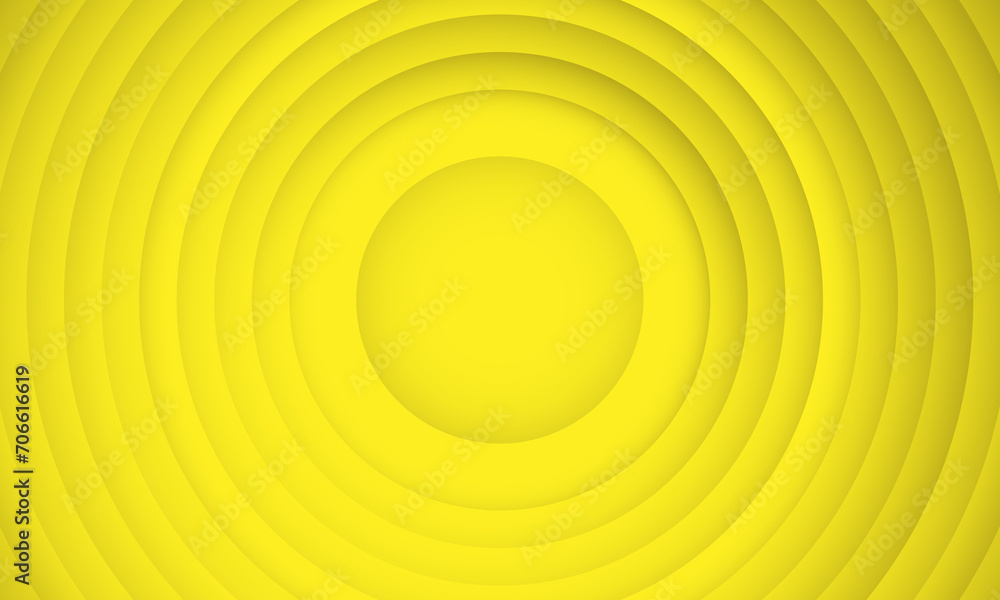 Obraz premium Abstract circle layers texture on yellow background with shadow.