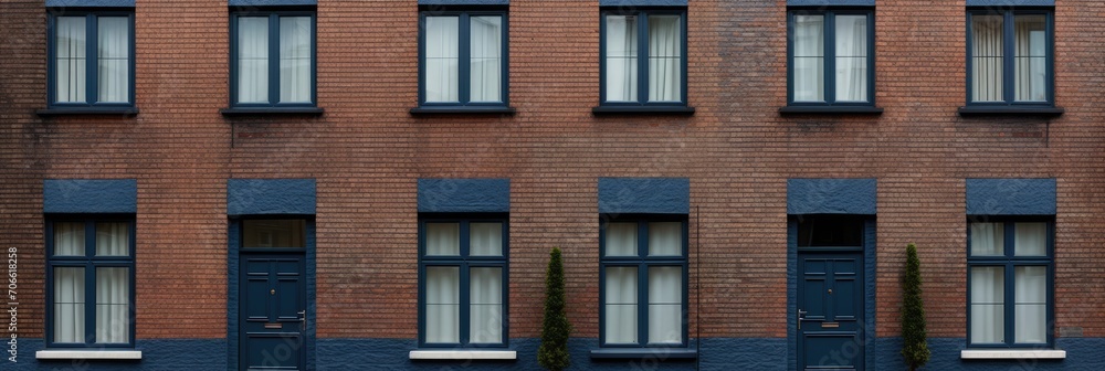 Obraz premium Tall Brick Building With Many Windows