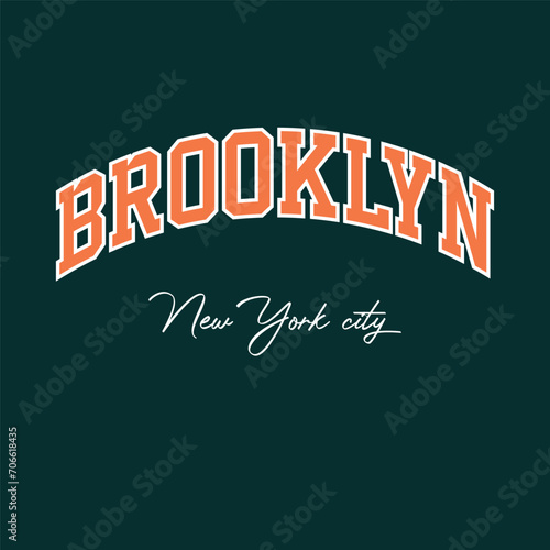 Vintage college varsity new york state brooklyn slogan print for graphic tee t shirt or sweatshirt - Vector