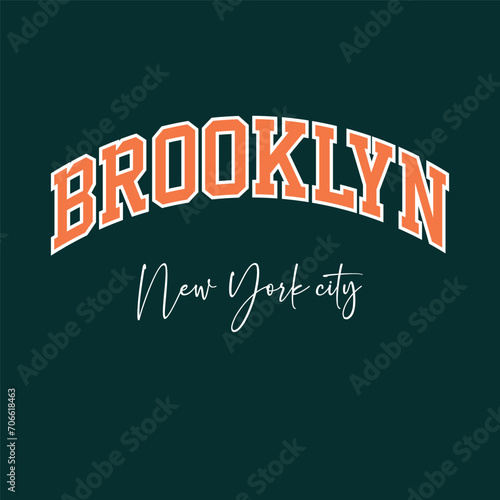 Vintage college varsity new york state brooklyn slogan print for graphic tee t shirt or sweatshirt - Vector