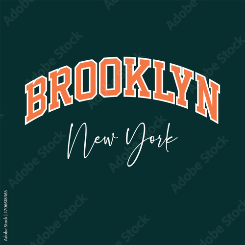 Vintage college varsity new york state brooklyn slogan print for graphic tee t shirt or sweatshirt - Vector