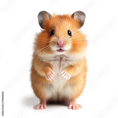 Hamster sitting on white background. Closeup shot