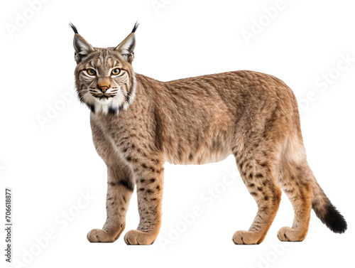 a lynx standing on a white background