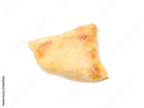 One delicious samosa isolated on white. Homemade pastry