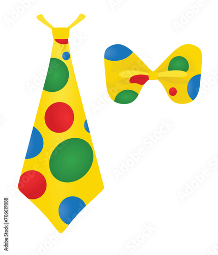 Clown tie and bow tie. vector