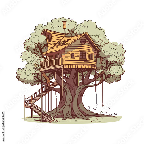 plant tree with house on top holiday on nature