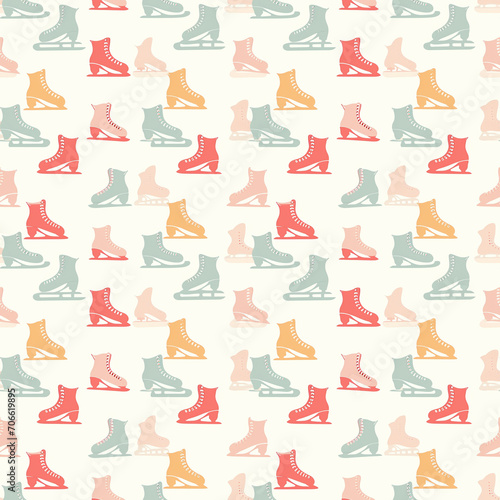 Ice skates seamless pattern. Can be used for gift wrapping, wallpaper, background