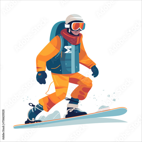 cartoon the snowboarder from the side of a mountain