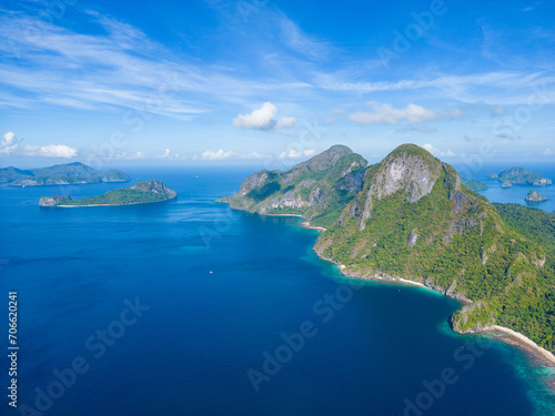 Philippines Aerial View. Cadlao Island. Palawan Tropical Landscape. El Nido, Palawan, Philippines. Southeast Asia. © Curioso.Photography