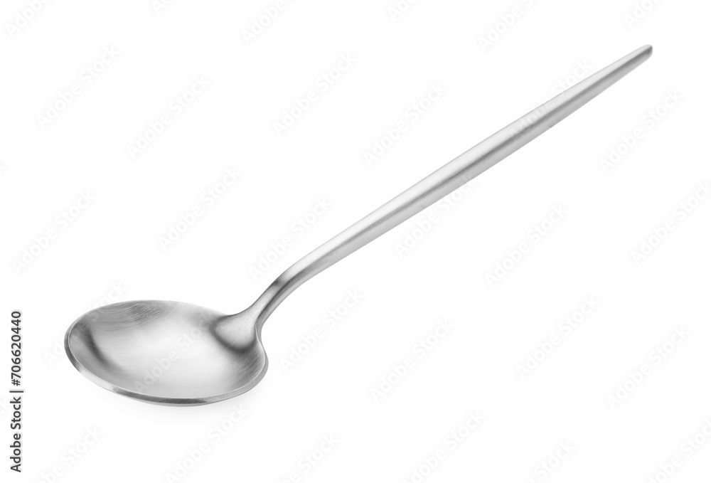 One shiny silver spoon isolated on white One shiny silver spoon isolated on white