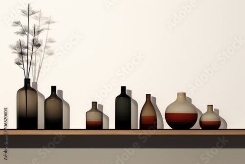 Assorted Vases Displayed on a Shelf in an Orderly Arrangement